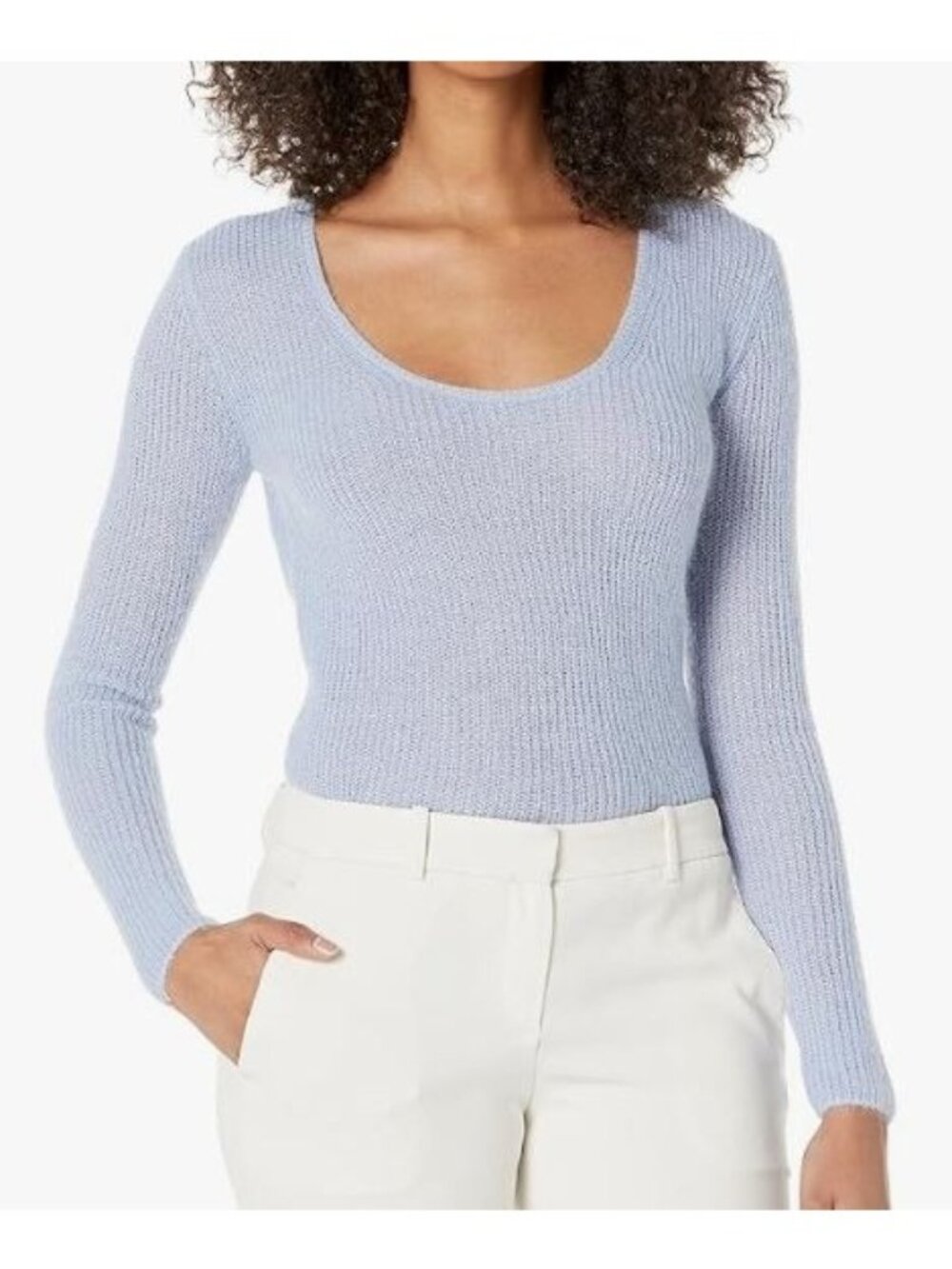 Vince Scoop Neck Pullover Sweater XXS Light Peri Blue Mohair Wool Blend NWT Soft